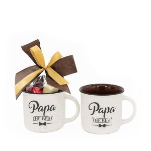 Präsent Tasse "Papa The Best" gefüllt mit ca. 245 Gramm Leonidas Pralinen (ohne Alkohol)