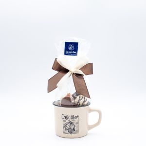 Präsent Tasse Chocolat Modell 2 creme gefüllt mit ca. 250 Gramm Leonidas Pralinen (ohne Alkohol)