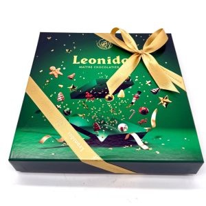 Leonidas Weihnachts  - Präsentbox Grün ca. 250 Gramm ohne Alkohol 17 Pralinen
