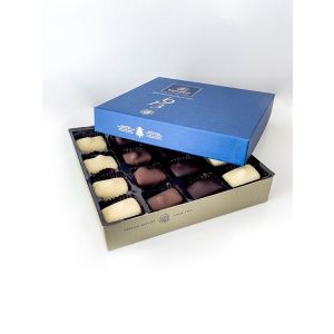 Präsentbox blau Manon Café mit Nuss Kollektion - 16 Pralinen ca. 250 Gramm