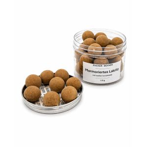 Mamorierte Lakritz in weißer Schokolade Dose - 175 Gramm