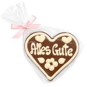Schokoladenherz „Alles Gute“ aus Vollmilchschokolade