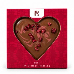 Schokoherz mit Himbeeren - Vollmilch 50 Gramm