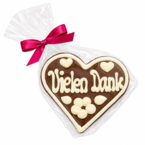 Schokoladenherz „Vielen Dank“ aus Vollmilchschokolade