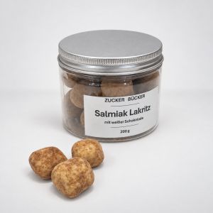 Salmiak - Lakritz in weißer Schokolade Dose - 200 Gramm