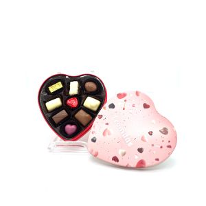 Herz aus Metall Valentinstag mit 9 Pralinen 110 gramm