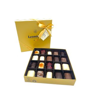 Pr&auml;sentbox Gold Manon Kollektion 330 Gramm 20 Leonidas Pralinen ohne Alkohol